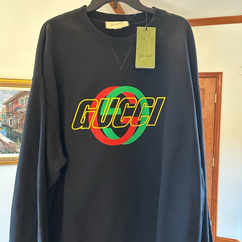 Men's Gucci interlocking G jersey, cotton logo sweatshirt size XXL made in Italy